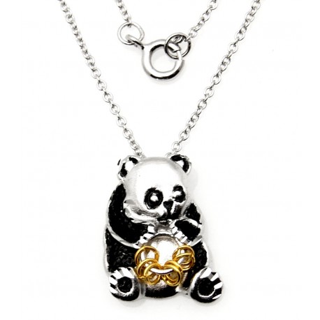 Black Hills Wish Rings Sterling Silver Panda Bear Pendant