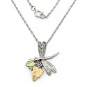 Black Hills Gold on Sterling Silver Dragonfly Pendant with Necklace 