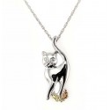 Black Hills Sterling and 12K Gold Cat Pendant with Necklace