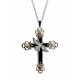 Black Hill Gold on Sterling Silver Cross Pendant with Necklace