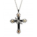 Black Hill Gold on Sterling Silver Cross Pendant with Necklace