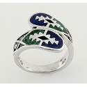 Southwestern Sterling Silver Ring with Mosaic Inlay