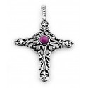 Sterling Silver Cross Pendant with Amethyst 