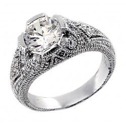 Sterling Silver Ring with 7MM Cubic Zirconia