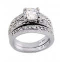 Sterling Silver Ring Set with 7MM Cubic Zirconia