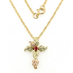 Black Hills 10K Gold Cross Pendant with Ruby 