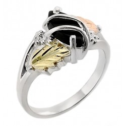 Black Hills Sterling Silver and 12k Gold Ring With Onyx