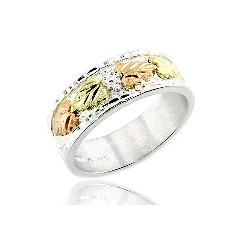 Black Hills Sterling and 12K Gold Wedding Ring - jewelry.farm