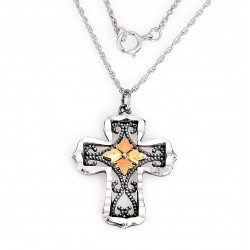 Black Hills Sterling Silver and 12K Gold Cross Pendant 