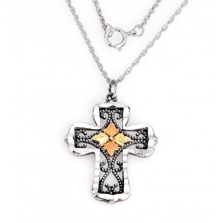 Black Hills Sterling Silver and 12K Gold Cross Pendant 