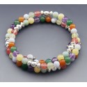 Southwestern Sterling Silver Memory Wire Gemstone Bracelet 