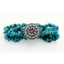 Carolyn Pollack Sterling Silver Medallion Turquoise Stretch Bracelet CP