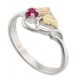 Black Hills Gold on Sterling Silver Ring with Ruby