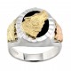 Black Hills Gold on Sterling Silver Wolf Ring with Onyx