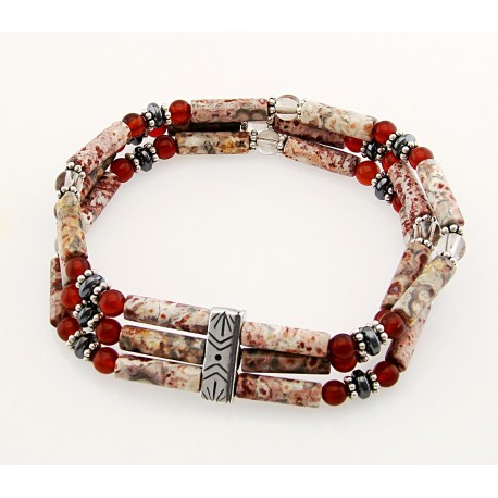 Southwestern Gemstone and Sterling Silver Stretch Bracelet