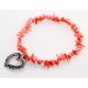 Pink Coral Stretch Bracelet with Sterling Silver Heart Charm