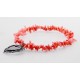 Pink Coral Stretch Bracelet with Sterling Silver Heart Charm