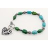 Sterling Silver and Turquoise Toggle Bracelet with Heart Charm