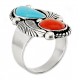 Southwestern Sterling Silver ring with Turquoise and Coral