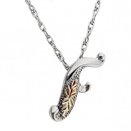 Black Hills 12K Gold on Sterling Silver F Letter Pendant - Initial Pendant