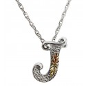 Black Hills 12K Gold on Sterling Silver J Letter Pendant - Initial Pendant