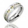 Titanium Band Ring with Clear and Yellow CZ 