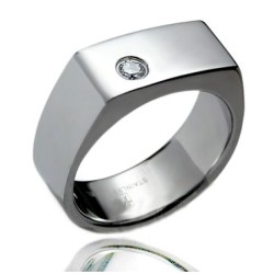 Stainless Steel Ring with CZ