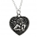 Sterling Silver Angel in Heart Pendant with Chain