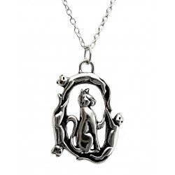 Sterling Silver Playing Cats Pendant with Chain