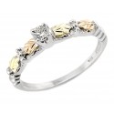 Black Hills Gold Sterling Silver and 12K Gold Ring with CZ