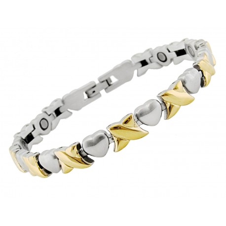 GRH-2224 Magnetic Stainless Steel Bracelet with Hearts 