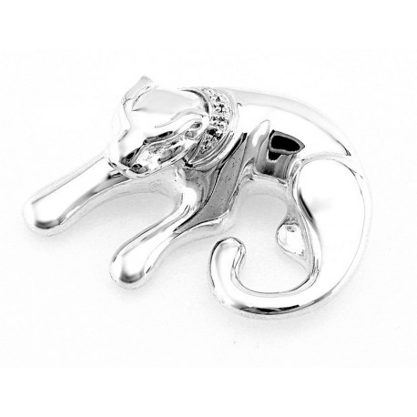 Sterling Silver Panther Pendant with Diamond 