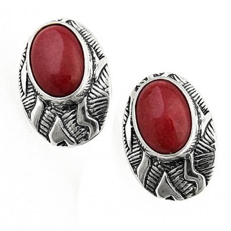 Southwestern Sterling Silver Earrings with Red Agate