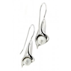 Sterling Silver Flower Earrings with Pearl
