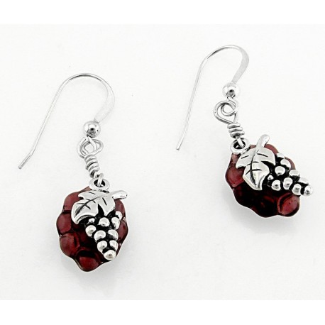Sterling Silver and Glass Grape Earrings