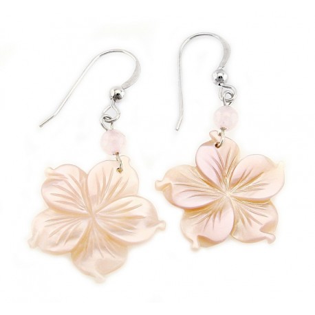 Sterling Silver and Mother of Pearl Flower Earrings