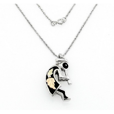 Black Hills Gold on Sterling Silver Kokopelli Pendant with Chain