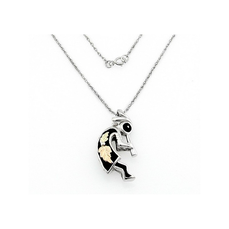 Black Hills Gold on Sterling Silver Kokopelli Pendant with Chain ...
