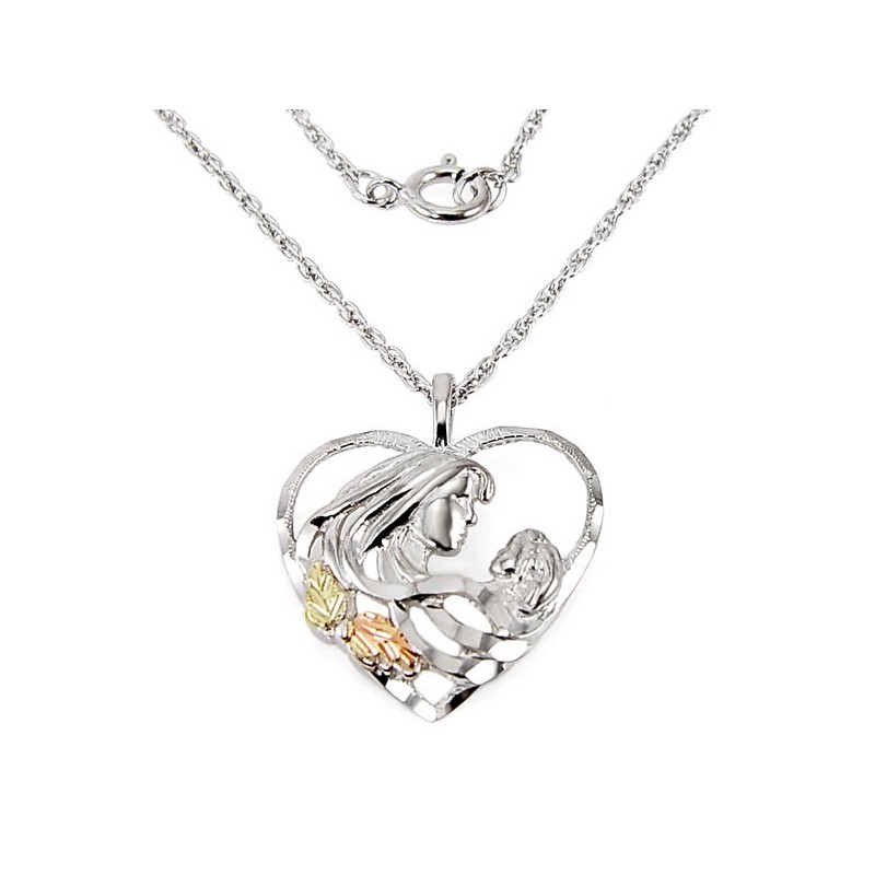 Black Hills Gold On Sterling Silver Mother And Child Pendant With Necklace Jewelry Farm - Black Hills Gold Mothers Pendant Black Hills Gold On Sterling Silver Mother And Child Pendant With Necklace Jewelry Farm - Black Hills Gold Mothers Pendant