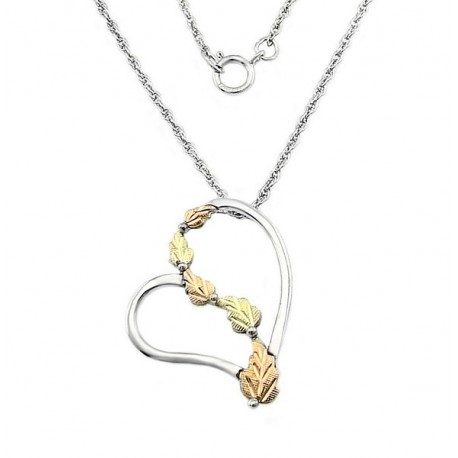 Black Hills Sterling and 12K Gold Heart Pendant with Chain 