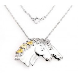 Black Hills Gold on Sterling Silver Horses Pendant with Necklace 