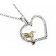 Black Hills Gold and Sterling Silver Heart Pendant with Hummingbird 