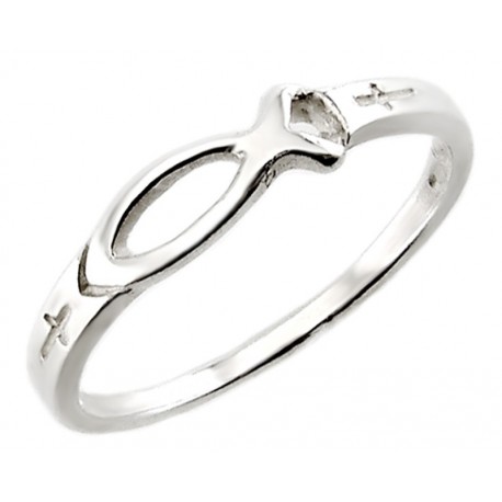 Sterling Silver Christian Fish Ring 