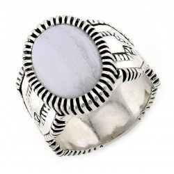 Southwestern Sterling Silver Ring with Blue Lace Agate