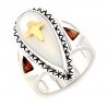 Southwestern Sterling Silver Ring with Mother of Pearl and 14K Dragonfly