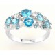 Sterling Silver Ring with Blue Cubic Zirconia 
