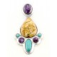 Southwestern Sterling Silver Pendant with Gemstones 