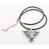 Black Leather Sterling Silver Dragon Necklace