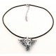 Black Leather Sterling Silver Dragon Necklace