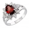 Sterling Silver Garnet Ring with CZ